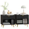 HOMCOM Elegant Bedside Table Set of 2, with Drawer and Shelf - Black/Gold Tone