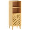 HOMCOM Slim Bathroom Cabinet with Bamboo Door and Legs, Narrow Bathroom Storage Cabinet, Freestanding Storage Cupboard with Open Compartments, 32 x 30 x 90 cm, Natural Wood Finish