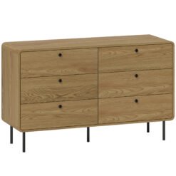 HOMCOM Chest of Drawers, 6 Drawer Dresser - Oak