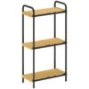 HOMCOM 3-Tier Bamboo Bathroom Storage Shelf, Freestanding Narrow Shelving Unit with Slatted Shelves for Kitchen Bathroom Living Room, 41.5 x 21.5 x 77.5 cm, Natural and Black