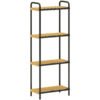 HOMCOM 4-Tier Bamboo Bathroom Storage Shelf, Freestanding Narrow Shelving Unit with Slatted Shelves for Kitchen Bathroom Living Room, 41.5 x 21.5 x 106 cm, Natural and Black