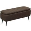 HOMCOM Linen-Look 92 x 31cm Storage Ottoman - Dark Brown