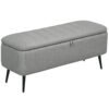 HOMCOM 92 x 31cm Linen-Look Storage Ottoman - Light Grey