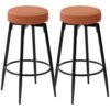 HOMCOM Set of Two Faux Leather Bar Stools - Brown/Black