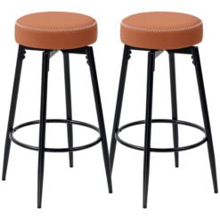 HOMCOM Set of Two Faux Leather Bar Stools - Brown/Black