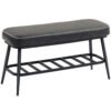 HOMCOM PU Leather Shoe Storage Bench - Charcoal Grey