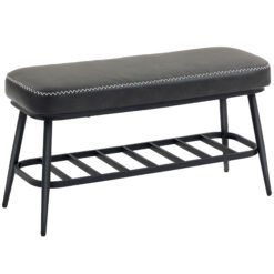 HOMCOM PU Leather Shoe Storage Bench - Charcoal Grey