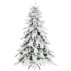HOMCOM 6ft Super Flocked Christmas Tree - Green/White