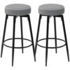 HOMCOM Set of Two Faux Leather Bar Stools - Grey/Black