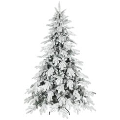 HOMCOM 7ft Super Flocked Christmas Tree - Green/White