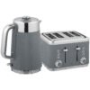 HOMCOM Electric Stainless Steel Kettle and Toaster Set, 3000W 1.7L UK Strix Thermostat Fast Boil Kettle w/ Limescale Filter, Cool Touch Body, 4 Slice Toaster with 7 Browning Levels, Crumb Tray, Grey