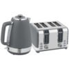 HOMCOM Stainless Steel Kettle and Toaster Set, 1.7L 3000W Rapid Boil Jug Kettle with UK Strix Thermostat, Limescale Filter, 4 Slice Toaster with 7 Browning Controls, Crumb Tray, Grey and Silver Tone