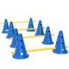 PawHut Dog Agility Equipment Set of Eight Cones, Eight Poles w/ Carry Bag, Four-Piece Adjustable Height Jumping Obstacles Blue