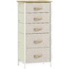 HOMCOM Chest of Five Fabric Drawers - Beige
