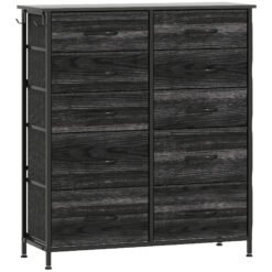 HOMCOM Chest of Ten Fabric Drawers - Black