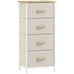 HOMCOM Chest of Four Fabric Drawers - Beige