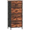 HOMCOM Chest of Four Fabric Drawers - Rustic Brown