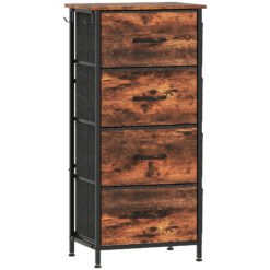 HOMCOM Chest of Four Fabric Drawers - Rustic Brown
