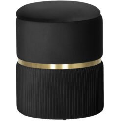 HOMCOM Velvet-Feel Storage Ottoman - Black