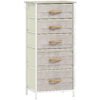 HOMCOM Chest of Five Fabric Drawers - Natural Wood Finish