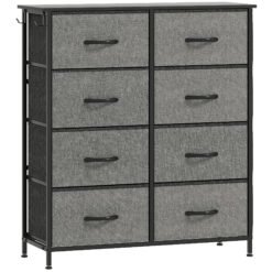HOMCOM Chest of Eight Fabric Drawers - Charcoal Grey