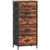 HOMCOM Chest of Five Fabric Drawers - Rustic Brown