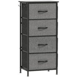 HOMCOM Chest of Four Fabric Drawers - Charcoal Grey