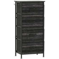 HOMCOM Chest of Four Fabric Drawers - Black