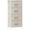 HOMCOM Chest of Four Fabric Drawers - Natural Wood Finish