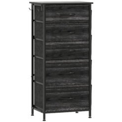 HOMCOM Chest of Five Fabric Drawers - Black