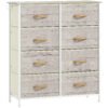 HOMCOM Chest of Eight Fabric Drawers - Natural Wood Finish