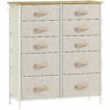 HOMCOM Chest of Ten Fabric Drawers - Beige