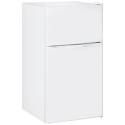 HOMCOM 88L Under Counter Fridge Freezer, Small Refrigerator with 5-Setting, 3 Star Freezer Rating, White