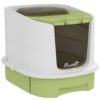 PawHut Cat Litter Box with Lid, Scoop, Deodorisation Bags, Top Entry, Green