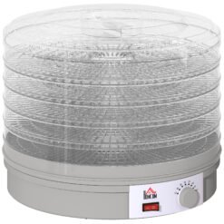 HOMCOM 5 Tier Food Dehydrator, 245W Food Dryer Machine with Adjustable Temperature Control for Drying Fruit, Meat, Vegetable, Jerky and Pet Treat, Grey
