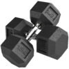 HOMCOM 2x15KG Rubber Hex Dumbbell Portable Hand Weights Dumbbell Home Gym
