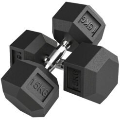 HOMCOM 2x15KG Rubber Hex Dumbbell Portable Hand Weights Dumbbell Home Gym