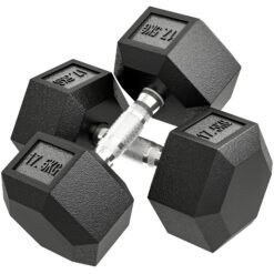 HOMCOM 2x17.5KG Rubber Hex Dumbbell Portable Hand Weights Dumbbell Home Gym