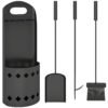 Outsunny 4 Pieces Fireplace Companion Set, Metal Fireplace Accessories Fireside Companion Set with Broom, Shovel, Poker, Bucket, Black