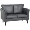 HOMCOM Two-Seater Leathaire Sofa - Grey