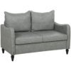 HOMCOM Faux Leather Marble-Effect Two-Seater Sofa - Grey