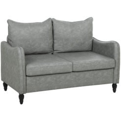 HOMCOM Faux Leather Marble-Effect Two-Seater Sofa - Grey