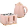 HOMCOM 3000W 1.7L Kettle & 4 Slice Toaster, Kettle and Toaster Set with 7 Browning Controls and Crumb Tray, Light Pink