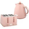 HOMCOM Kettle and Toaster Set, 1.7L 3000W Fast Boil Jug Kettle, 4 Slice Toaster with 7 Level Browning Controls, Light Pink