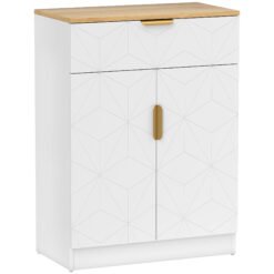 HOMCOM Sideboard Storage Cabinet, Modern Storage Cupboard with Drawer and Adjustable Shelf for Living Room, Kitchen, Dining Room, Entryway, White
