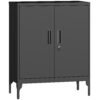 HOMCOM Metal Storage Cabinet with Lock and Adjustable Shelves - Black