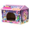 PawHut 2 in 1 Gaming Style Cardboard Cat House with Scratching Board & Catnip for Indoor Cats, Pink