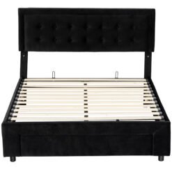 HOMCOM King Size Ottoman Bed Frame, with Front Drawer - Black