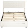 HOMCOM Double Ottoman Bed Frame, with Front Drawer - Cream