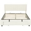 HOMCOM King Size Ottoman Bed Frame, with Front Drawer - Cream